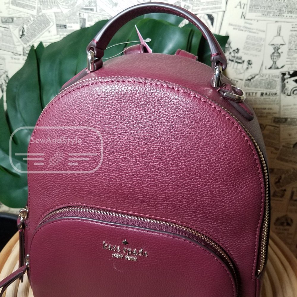 Medium Jackson Backpack Cherrywood Burgundy Kate Spade Brand New - Picture 5 of 8